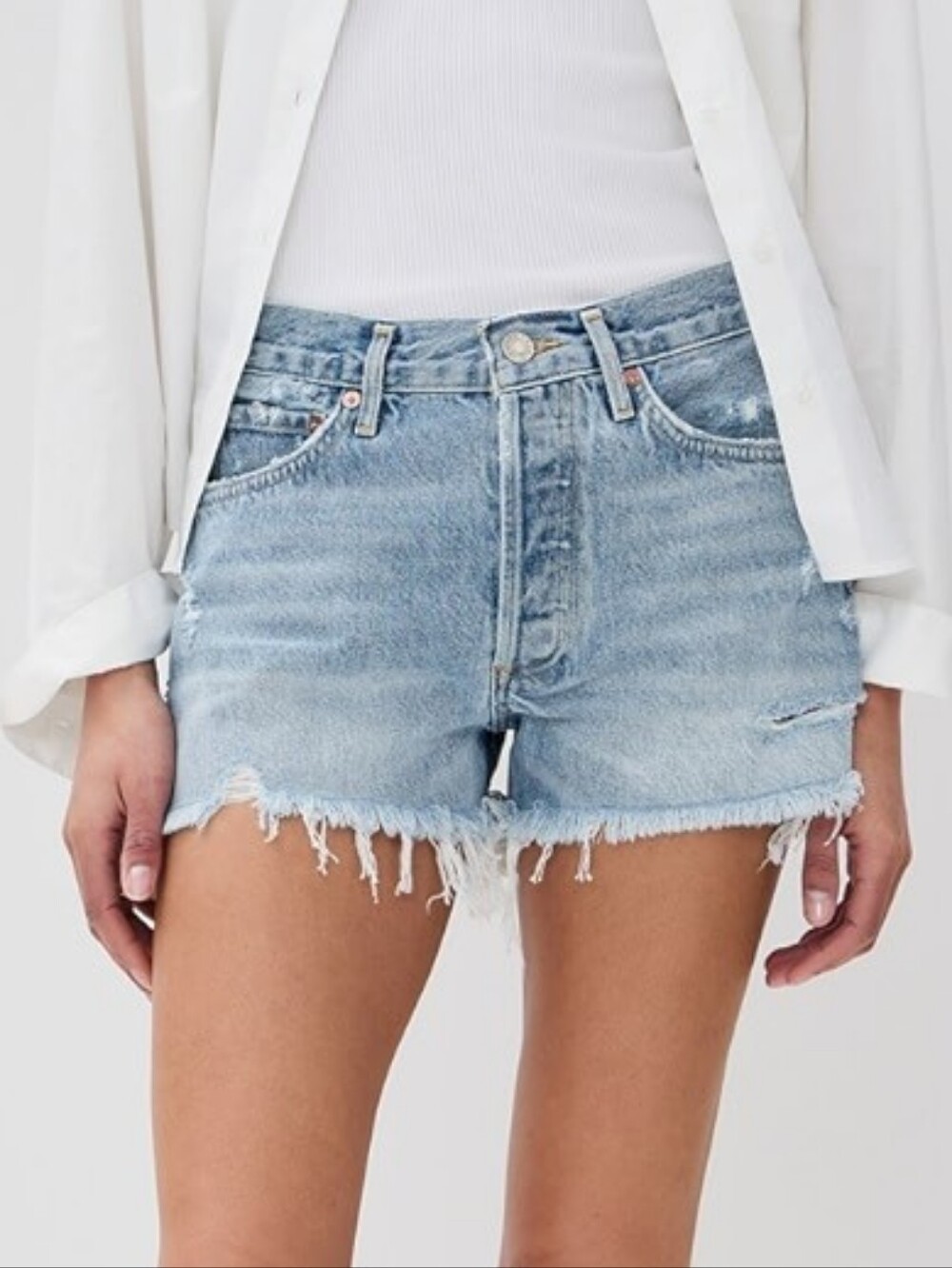Agolde Parker Cut Off Denim Shorts - Picture 3 of 9
